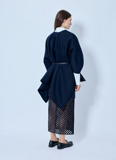 Max Mara Belted Wrap Poncho with Cut-Out Skirt Navy max0265048