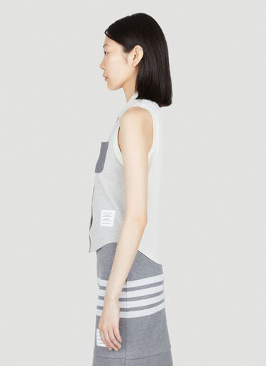 Thom Browne Colour Block Sleeveless Polo Shirt Grey thb0253009