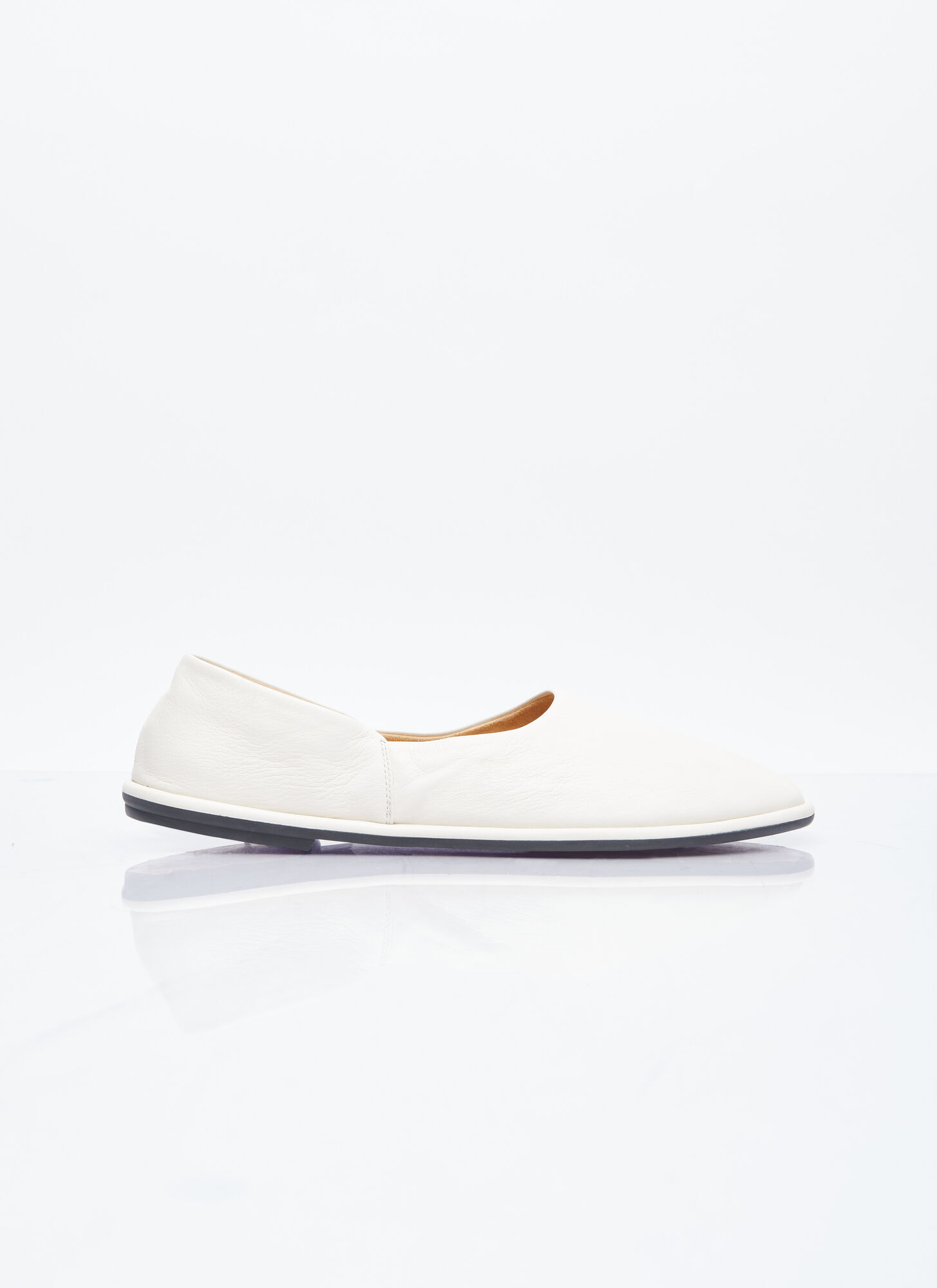 Shop The Row Leather Canal Flats In Beige