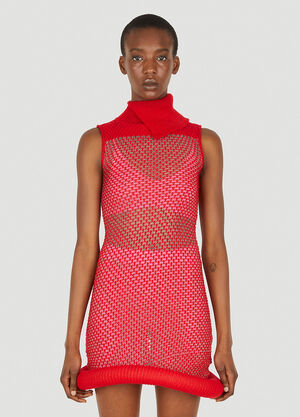 LOUISE LYNGH BJERREGAARD Mesh Knit Dress Red llb0248003