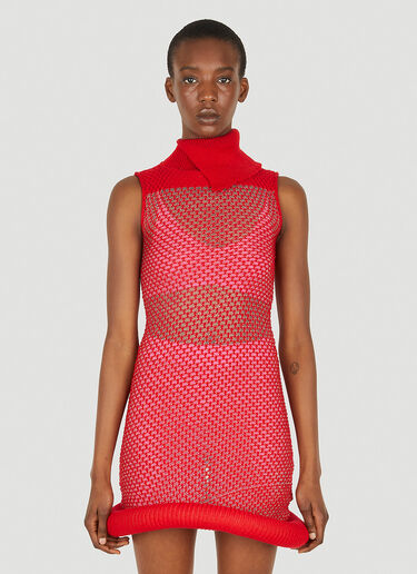 LOUISE LYNGH BJERREGAARD Mesh Knit Dress Red llb0248003