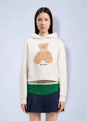 Palm Angels Bear Fitted Hoodie White pma0264197