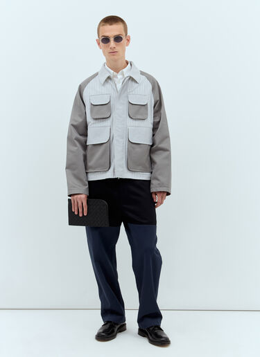 Thom Browne Seersucker Panels Field Jacket Grey thb0156006