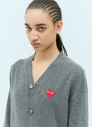 Comme Des Garçons PLAY Logo Patch Wool Cardigan Grey cpl0355022