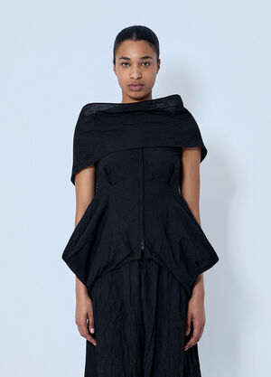 LIMI Feu Wrinkled Typewriter Scarf Detail Vest Black lmf0264004