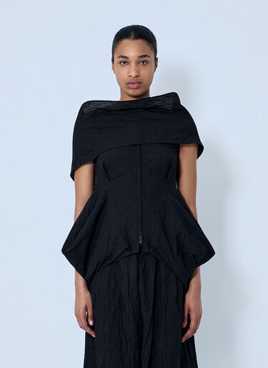 LIMI Feu Wrinkled Typewriter Scarf Detail Vest Black lmf0264004