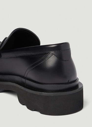 Dolce & Gabbana Logo Plaque Brushed Leather Loafers Black dol0254011