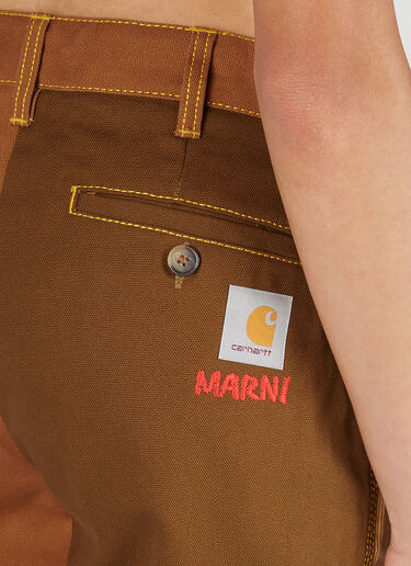 Marni x Carhartt 컬러 블록 패널 팬츠 브라운 mca0250013