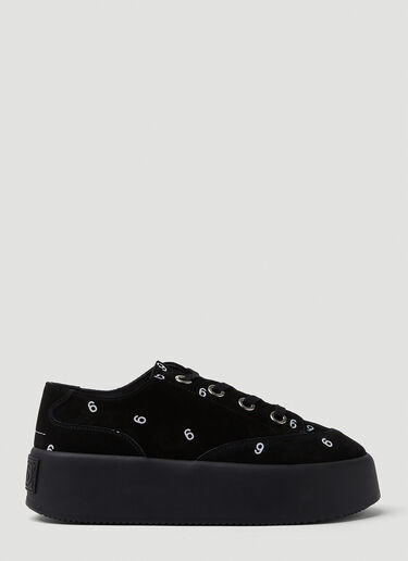 Logo Print Platform Sneakers MM6 Maison Margiela Logo Print Platform Sneakers Black mmm0249029