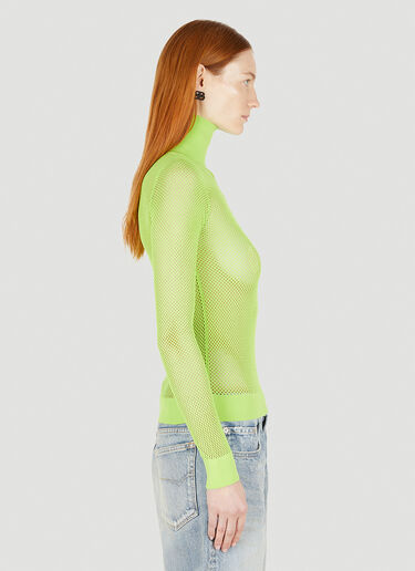 Balenciaga Mesh Roll Neck Top Green bal0247035