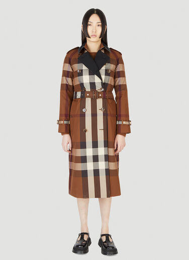 Burberry Vintage Check Trench Coat Brown bur0247013