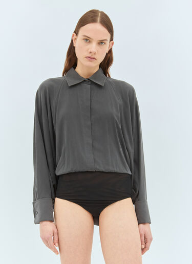 Max Mara Silk Bodysuit Shirt Grey max0258033
