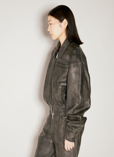 Han Kjøbenhavn Washed Leather Cropped Bomber Black han0353001