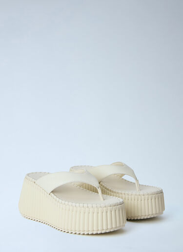 LN-CC® - Chloé: Nama Wedge Sandals - White Chloé Nama Wedge Sandals White chl0265040