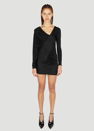 Saint Laurent Draped Mini Dress Black sla0253020