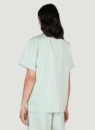 Tekla Clover Stripe Short Sleeve Pyjama Shirt Green tek0353016