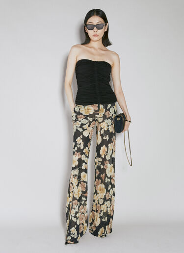Semi-Sheer Floral Print Pants Saint Laurent Semi-Sheer Floral Print Pants Black sla0253012