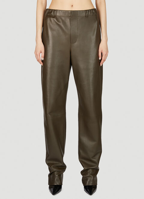 Bottega Veneta Leather Pants Grey bov0254007