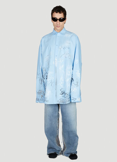 Balenciaga Graffiti Shirt Blue bal0152036