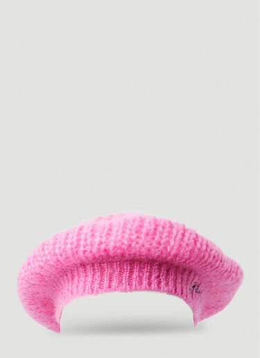 GANNI Brushed Knit Beret Pink gan0251073