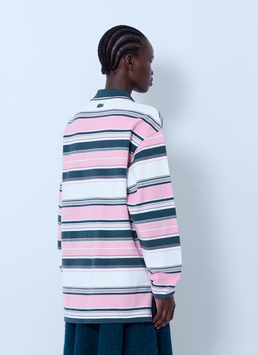 Lacoste Runway Loose Fit Striped Piqué Polo Shirt Pink lac0366001