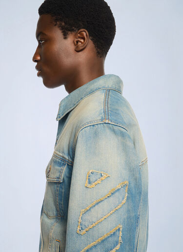 Off-White Diagonal Raw Patch Denim Jacket Blue ofw0162053
