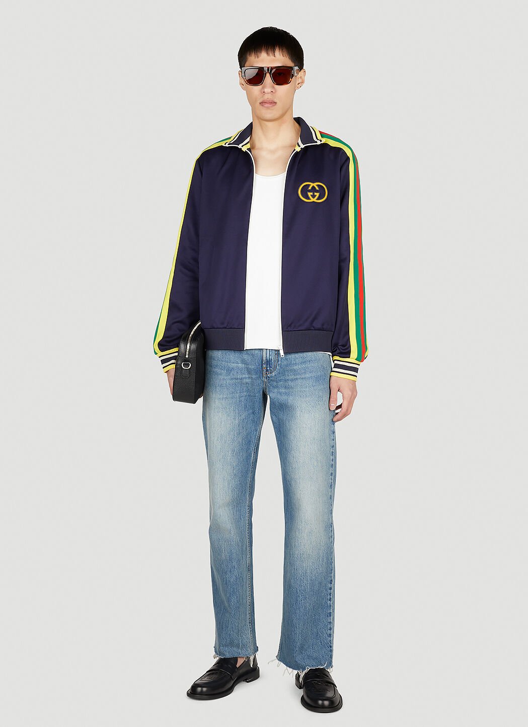 Gucci Embroidered Logo Track Jacket in Navy LN CC