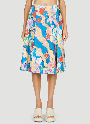 Marni Floral Paint Skirt Blue mni0251013