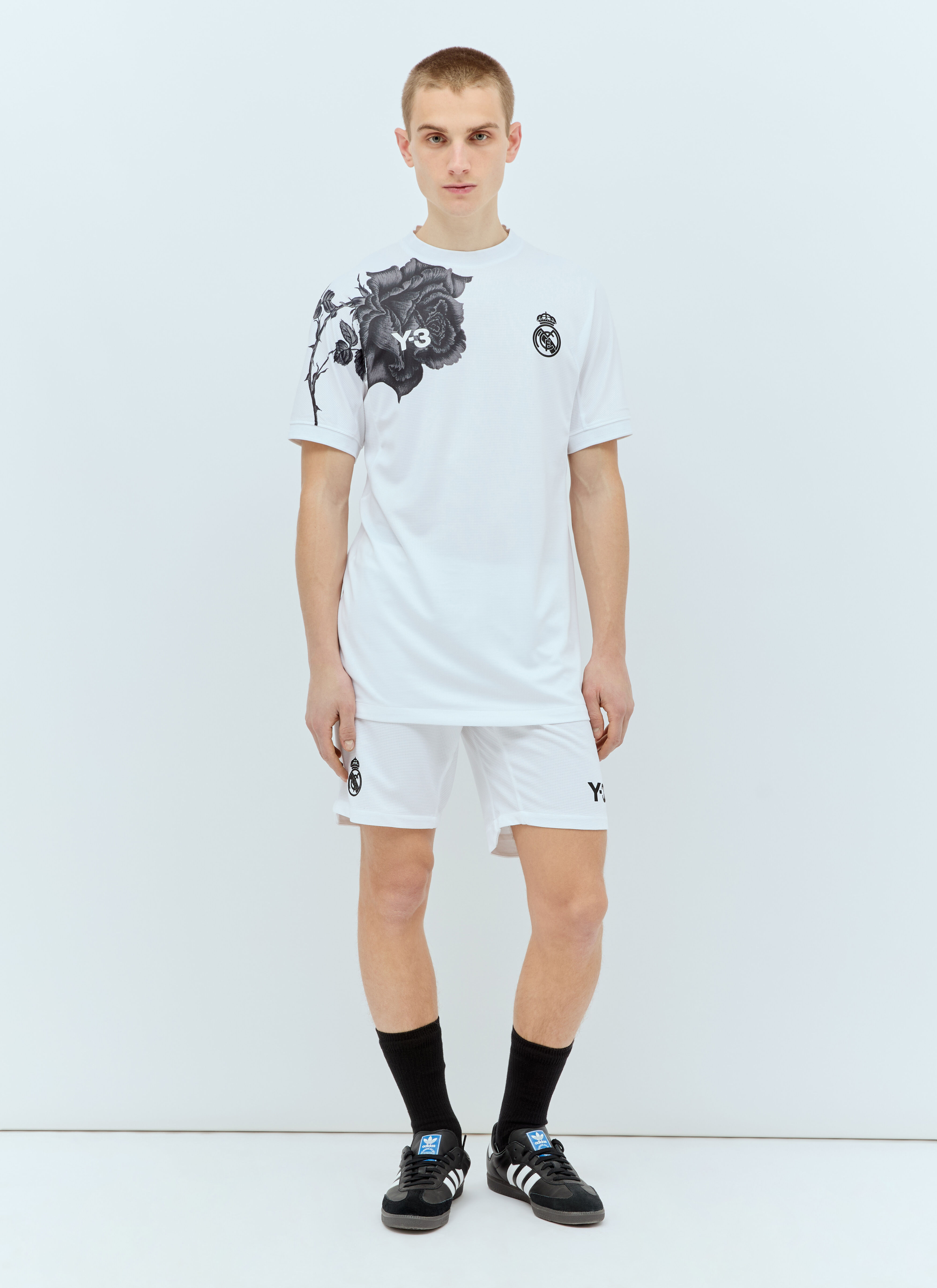 Y 3 x Real Madrid Men s Logo Print Jersey T Shirt in White LN CC