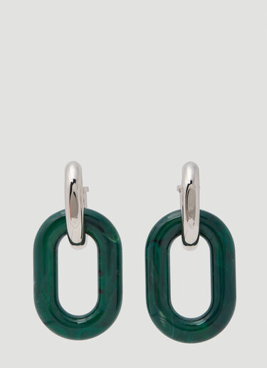 Rabanne XL Link Double Hoop Earrings Green pac0250061