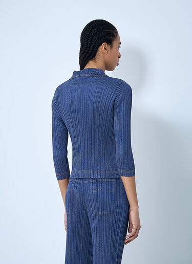 Pleats Please Issey Miyake Pleated Polo Shirt Blue plp0260013
