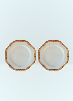 Les-Ottomans Set Of Two Bamboo Presentation Plates White wps0691391