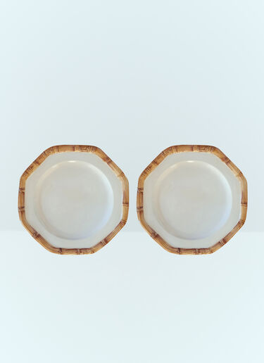 Les-Ottomans Set Of Two Bamboo Presentation Plates White wps0691390