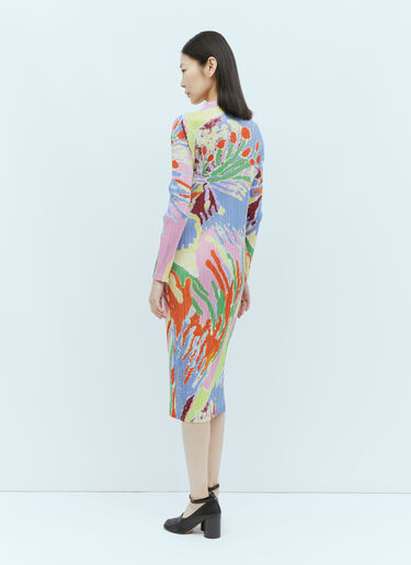 Pleats Please Issey Miyake Frosty Forest Long-Sleeve Midi Dress Multicolour plp0255003