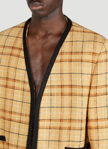 Gucci Collarless Check Blazer Beige guc0152299