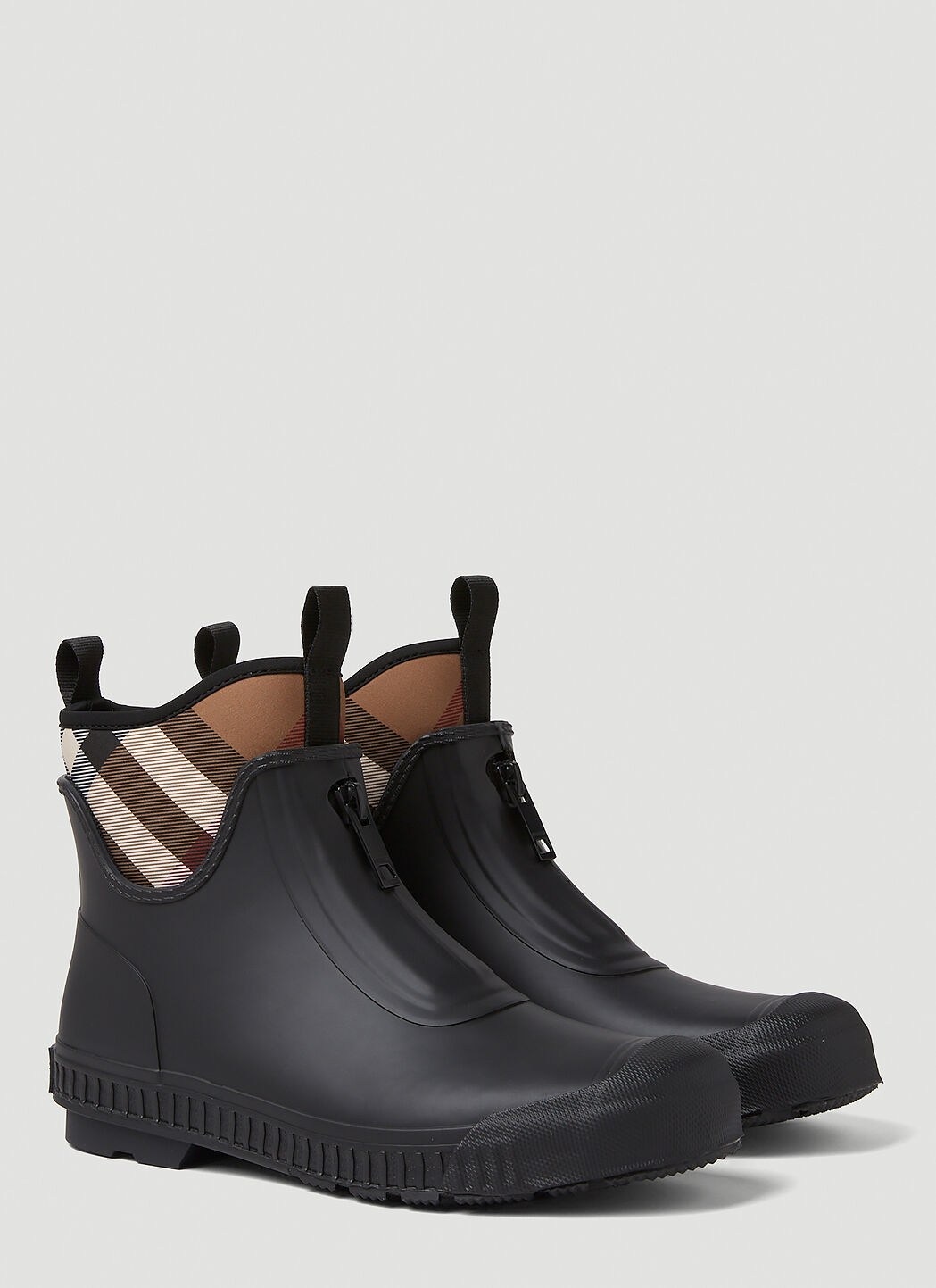 Burberry check sale panel rain boots