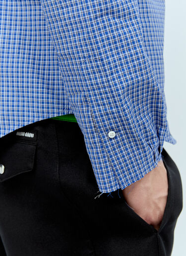 Logo Embroidery Checked Shirt Miu Miu Logo Embroidery Checked Shirt Blue miu0356003