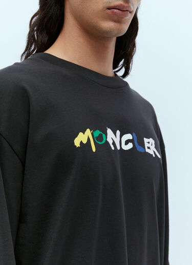 Moncler 로고 프린트 긴팔 티셔츠 블랙 mon0155024