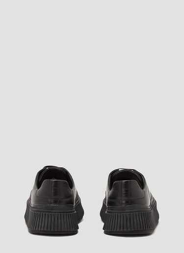 Jil Sander Ribbed-Sole Leather Sneakers Black jil0143020