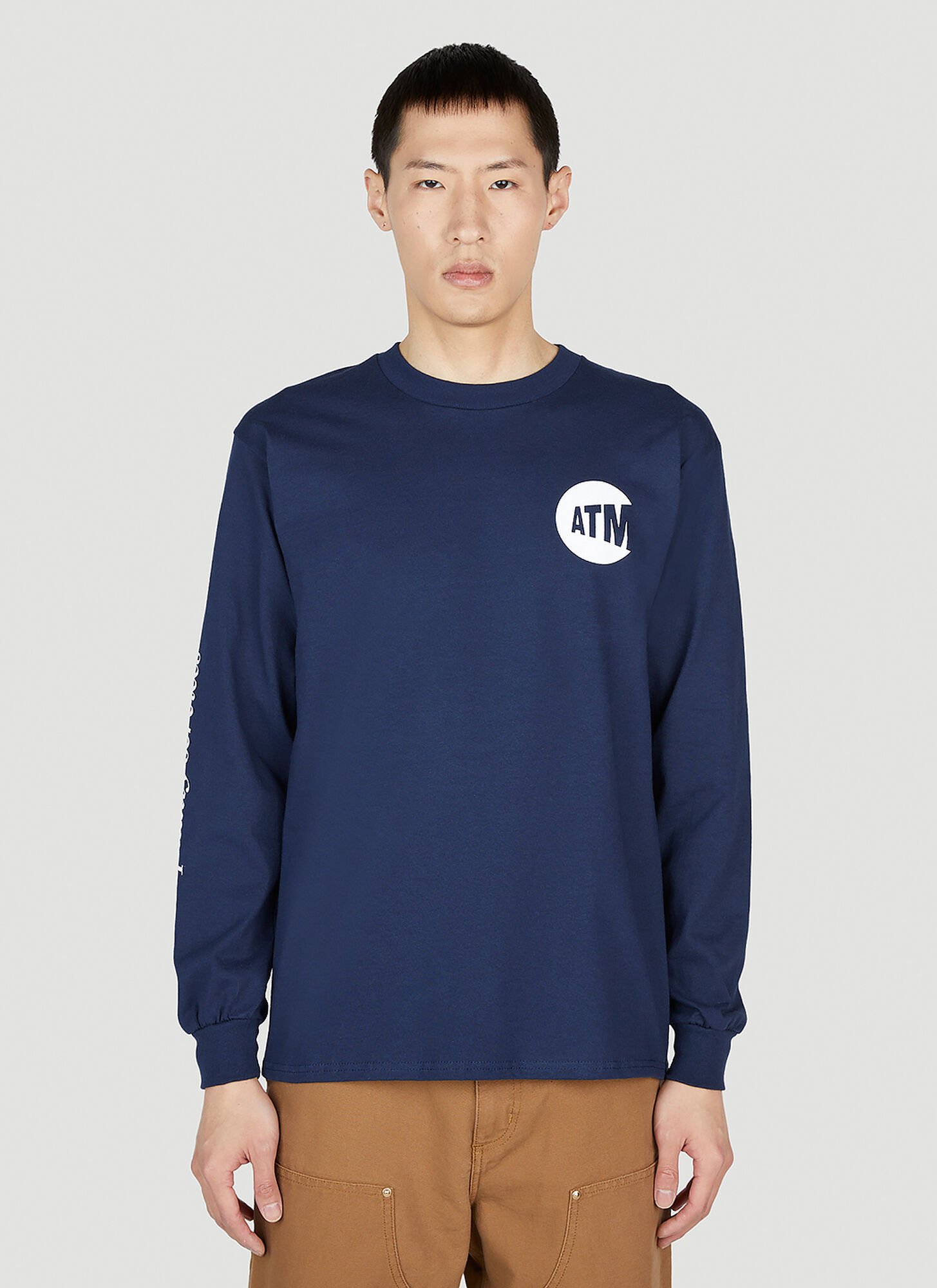 Dtf.nyc Atm Cash Only Long-sleeved T-shirt Male Dark Blue