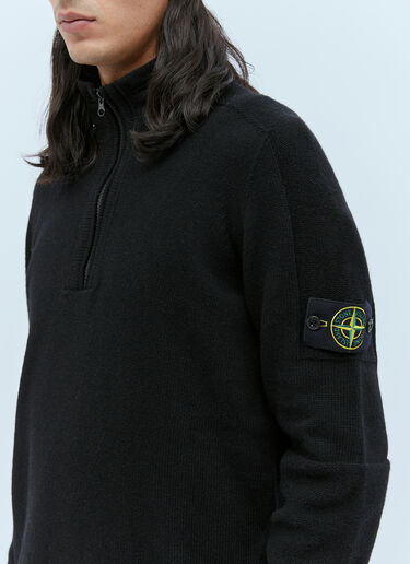 Zip-Up Compass Patch Knit Sweater Stone Island Zip-Up Compass Patch Knit Sweater Black sto0154064