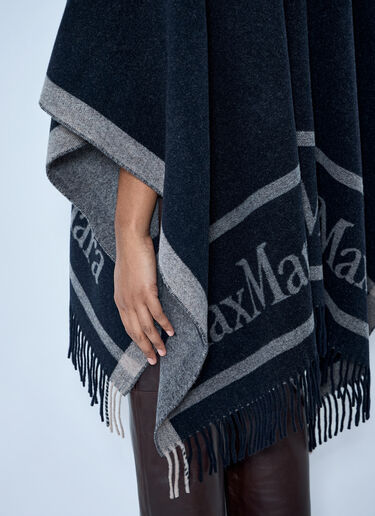 Max Mara Fringed Wool Wrap Navy max0265089