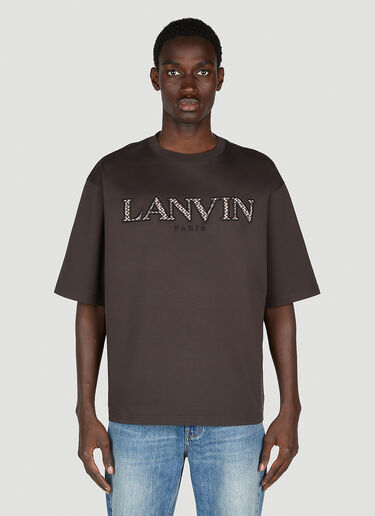 Lanvin ロゴ刺繍 Tシャツ ブラウン lnv0152008