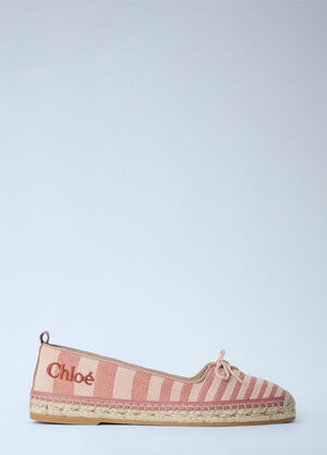Chloé Isla Striped Canvas Espadrilles Pink chl0265043
