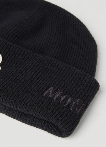 7 Moncler FRGMT Hiroshi Fujiwara Logo Embroidery Beanie Hat Black mfr0151008