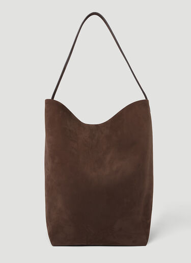 The Row Large N/S Leather Tote Bag Brown row0253043