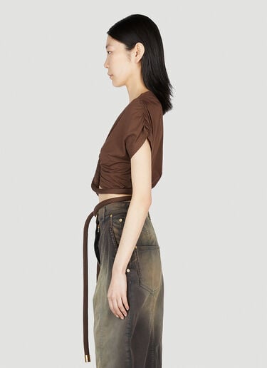 Knotted Cropped Top Balmain Knotted Cropped Top Brown bln0252003