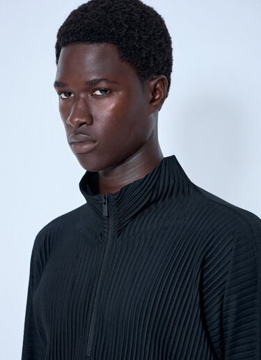 Homme Plissé Issey Miyake Pleated Half Zip Through Top Black hmp0164012