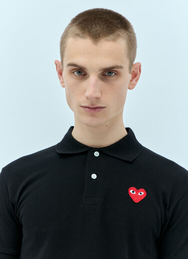 Comme Des Garçons PLAY 로고 패치 폴로 셔츠 블랙 cpl0355003