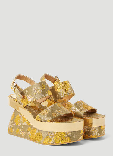 Dries Van Noten Floral Jacquard Platform Sandals Gold dvn0253009